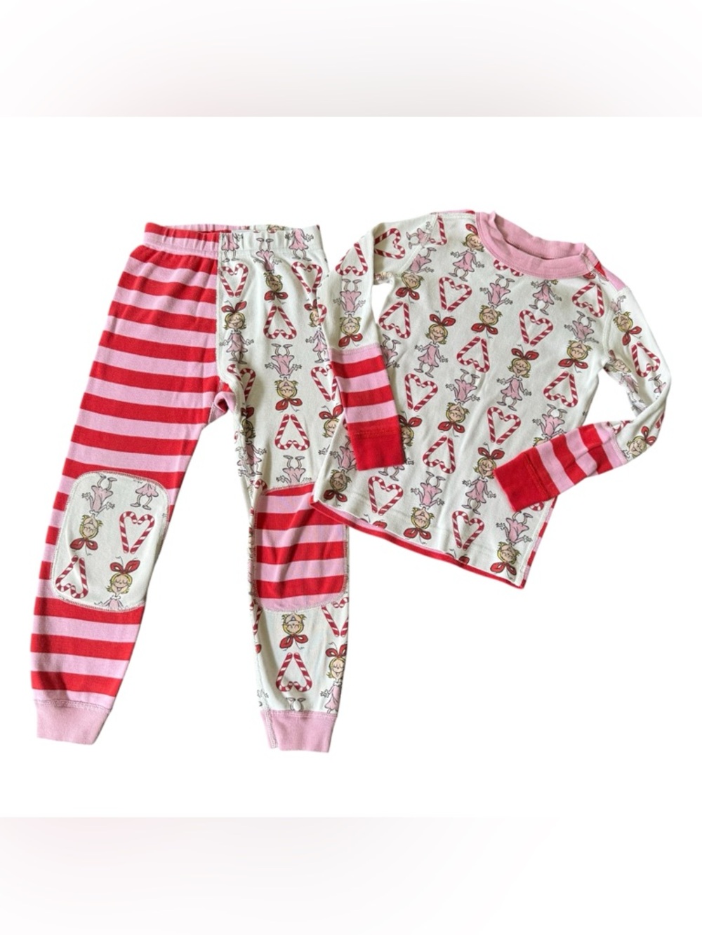 Dr. Seuss Hanna Andersson Pink Cindy-Lou Grinch White Candy Cane Pajama 4/4T